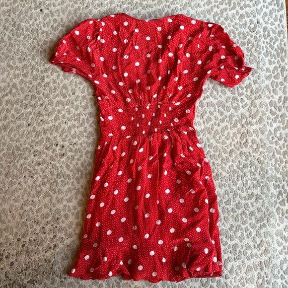 The Kooples Moonlight Dots Red and White Mini Dress, size 0 - Picture 8 of 10